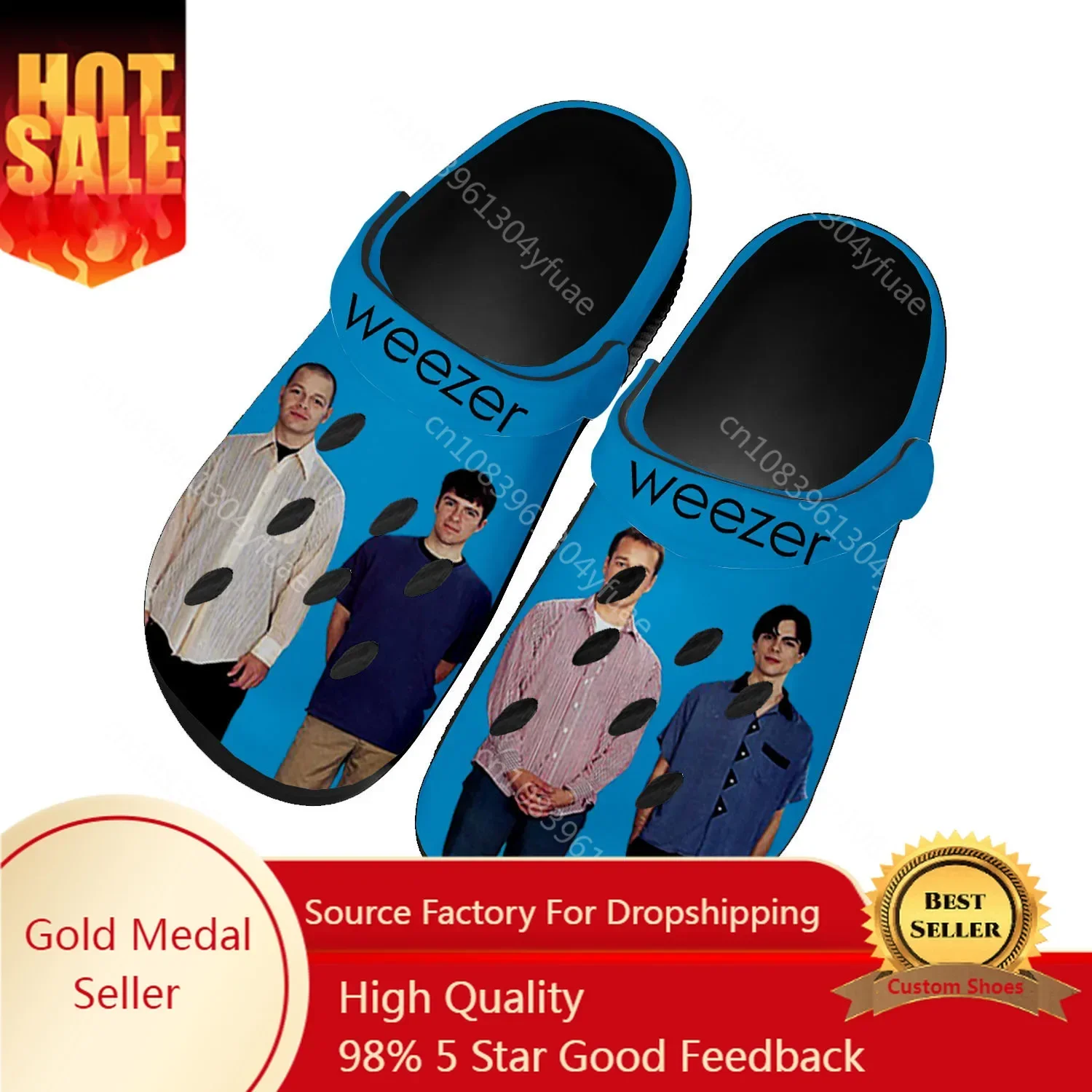 

Weezer Pop Rock Band Home Clogs Custom Water Shoes Mens Womens Teenager Shoe Garden Clog Breathable Beach Hole Slippers Black