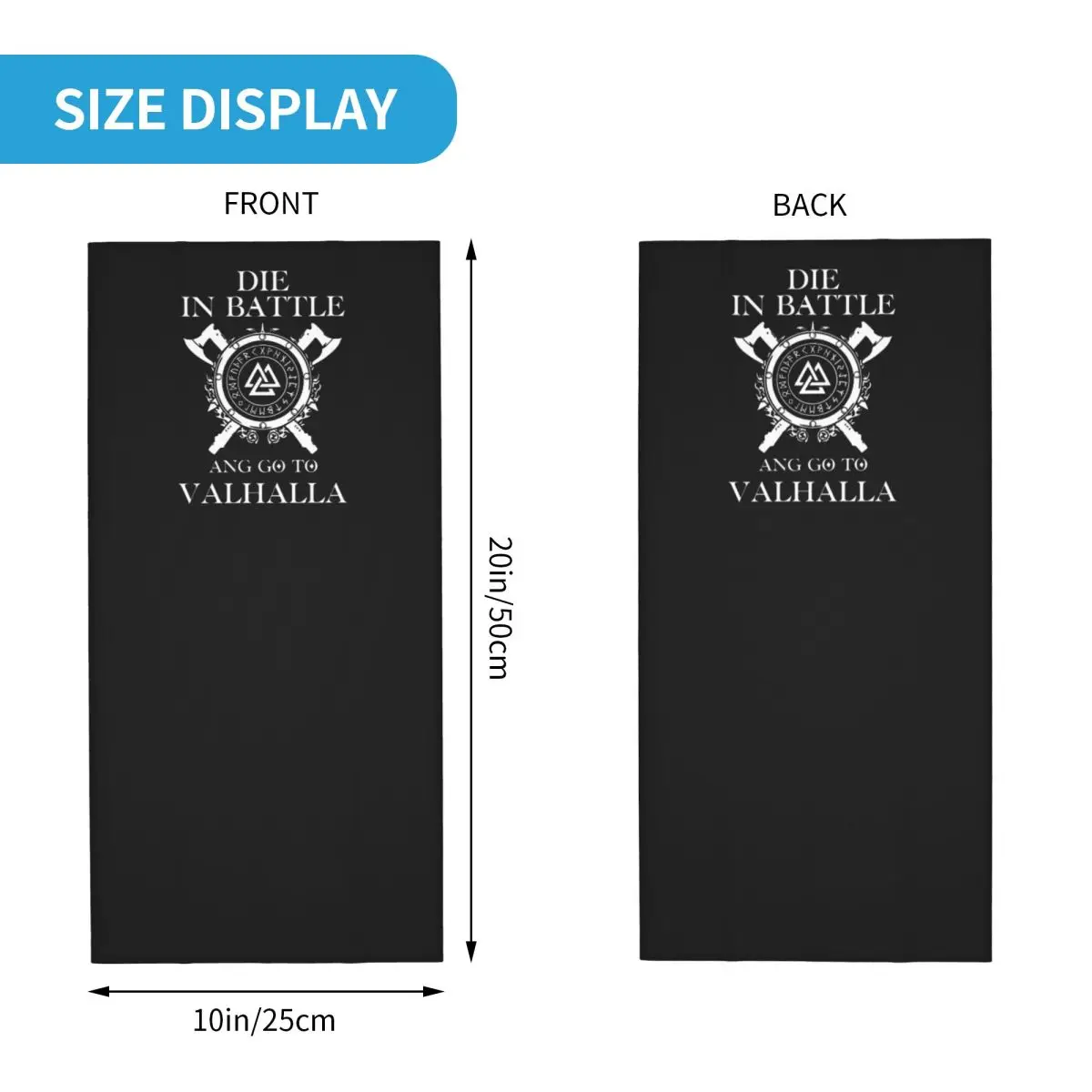 Custom Die In Battle And Go To Valhalla Bandana Neck Gaiter for Hiking Wrap Scarf Viking Odin Balaclava Warmer Face Scarf Cover