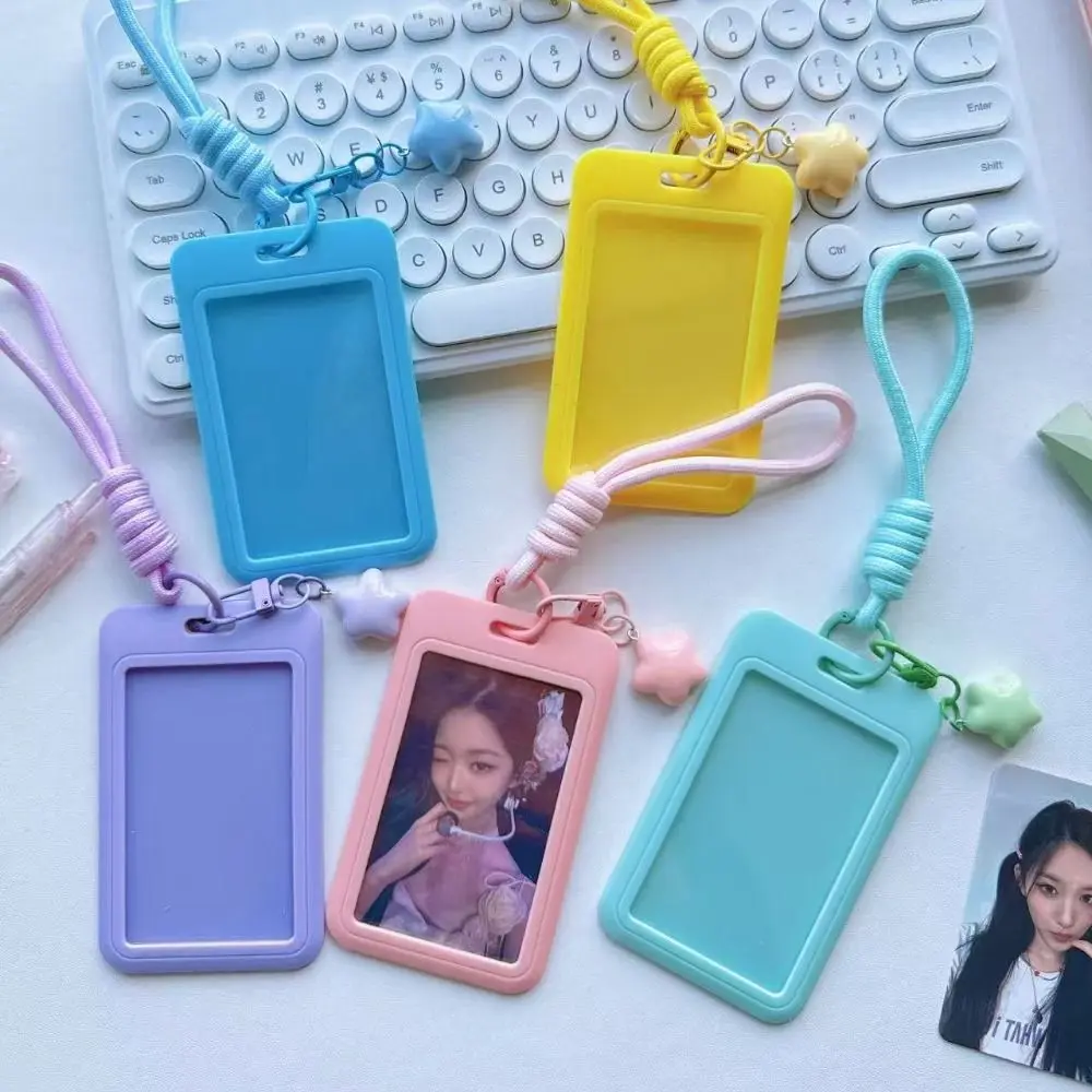 Korean Solid Color Business Card Holder INS Sliding Cover Photos Protective Cover ID Card Card Holder