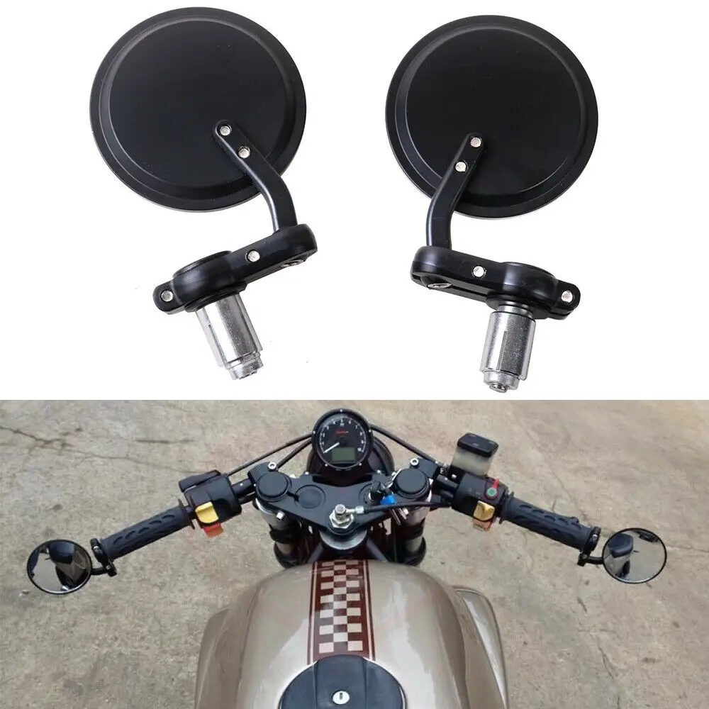 

Universal 22mm 7/8" Motorcycle Round Handlebar End Side Mirrors Mirror Aluminum Rearview Side Mirrors for Harley Suzuki DRZ 400