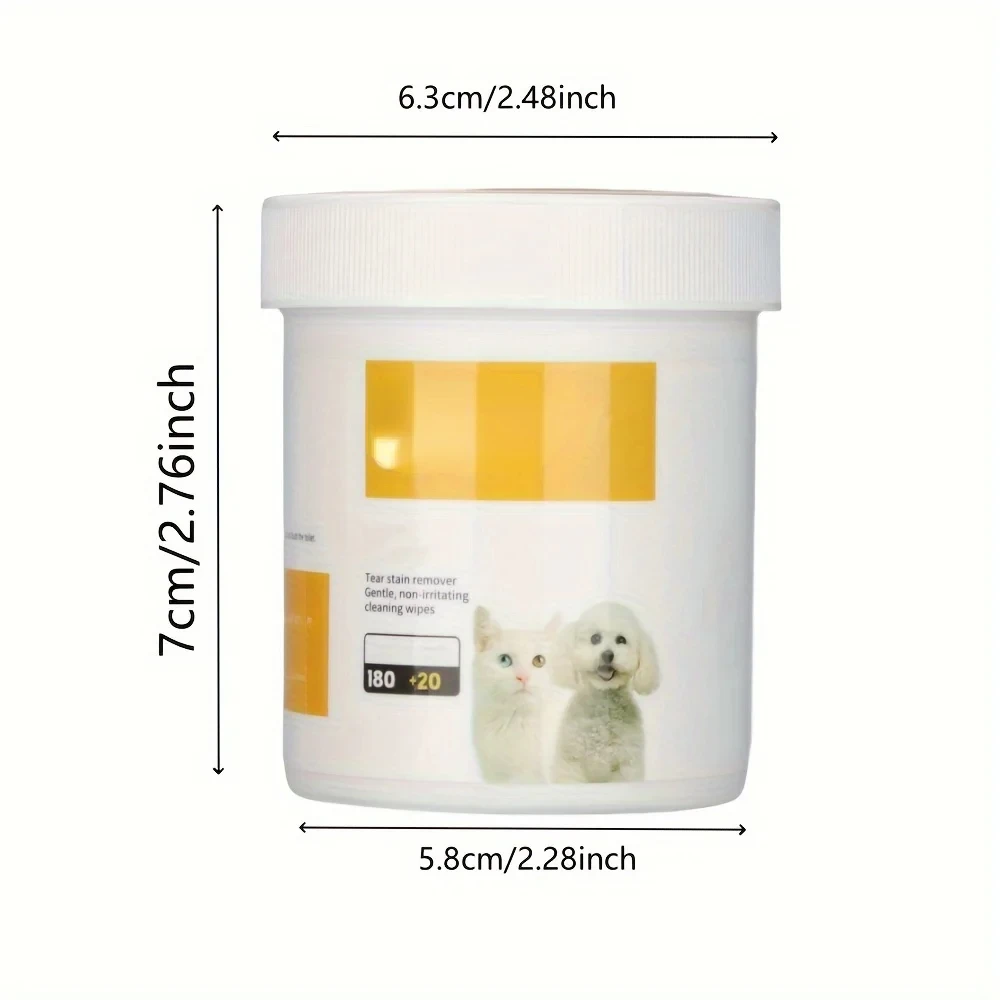 Lingettes nettoyantes pour les yeux des animaux de compagnie, 200 pièces, lingettes détachantes douces pour chiens et chats, tampons de lavage des yeux pour animaux de compagnie, lingettes pour chiens de compagnie