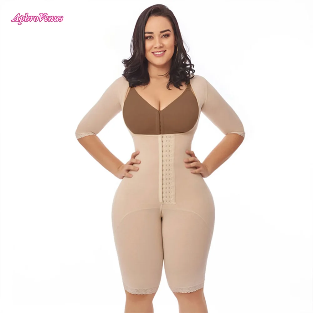 Post-Surgical Long One-Piece Cotton Girdle Full Body Shaper Tummy Control Fajas Colombian Girdle Waist Trainer Flatter Figure