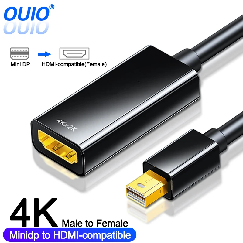 4k Mini DisplayPort to HDMI-compatible Adapter Cable for MacBook Laptop TV Projector Mini DP to HDMI-compatible Cable Converter