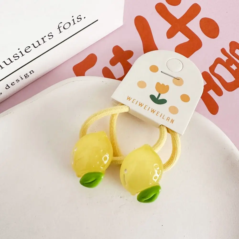 

Korean Style Hair Clip Children Hair Scrunchies Peach Candy Color Kids Ponytail Holder Hair Ring Strawberry Fruit Hair Rope