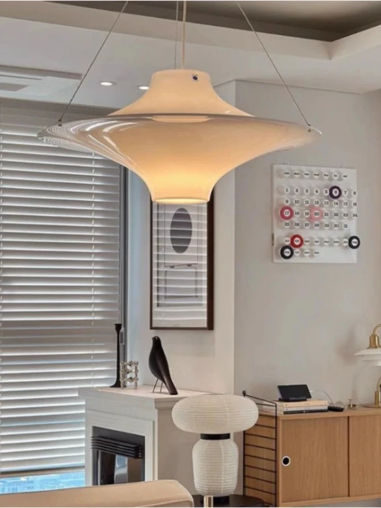 Scandinavische minimalistische LED-hanglamp designer restaurant studeerkamer Franse crèmekleurige slaapkamer woondecoratie Lichtpunt - afbeelding 2