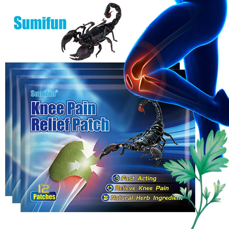 

12pcs Sumifun Wormwood Scorpion Venom Knee Pain Patches Herbal Knee Joint Ache Medical Plaster Rheumatoid Arthritis Stickers