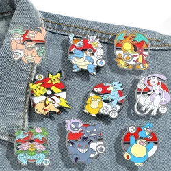 Pokemon Enamel Brooches Anime Pokémon Pikachu Charmander Gengar Eevee Mewtwo Cute Action Figure Model Metal Badges Lapel Pins