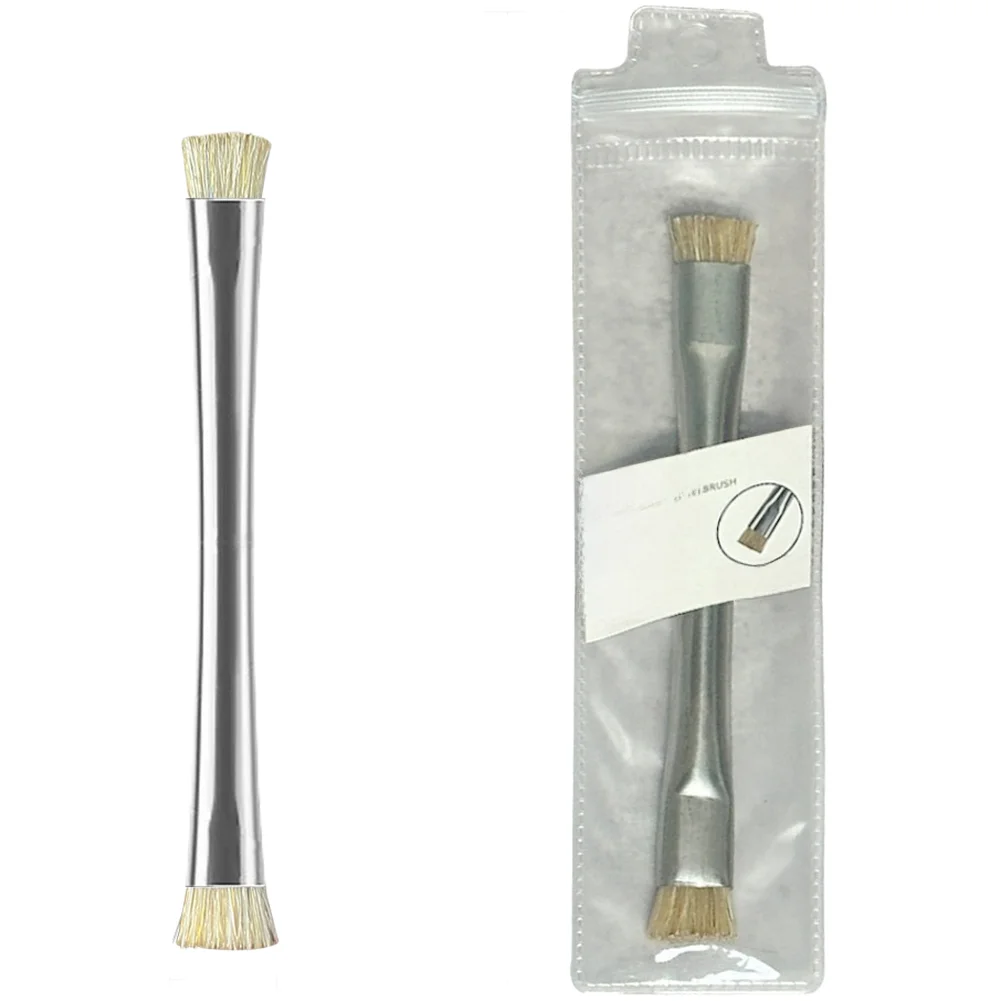 Silver Nickel Chrome Steel Double Head Hard Brush For Mobile Phone Circuit Board Soldering Maintenance Hand Tool