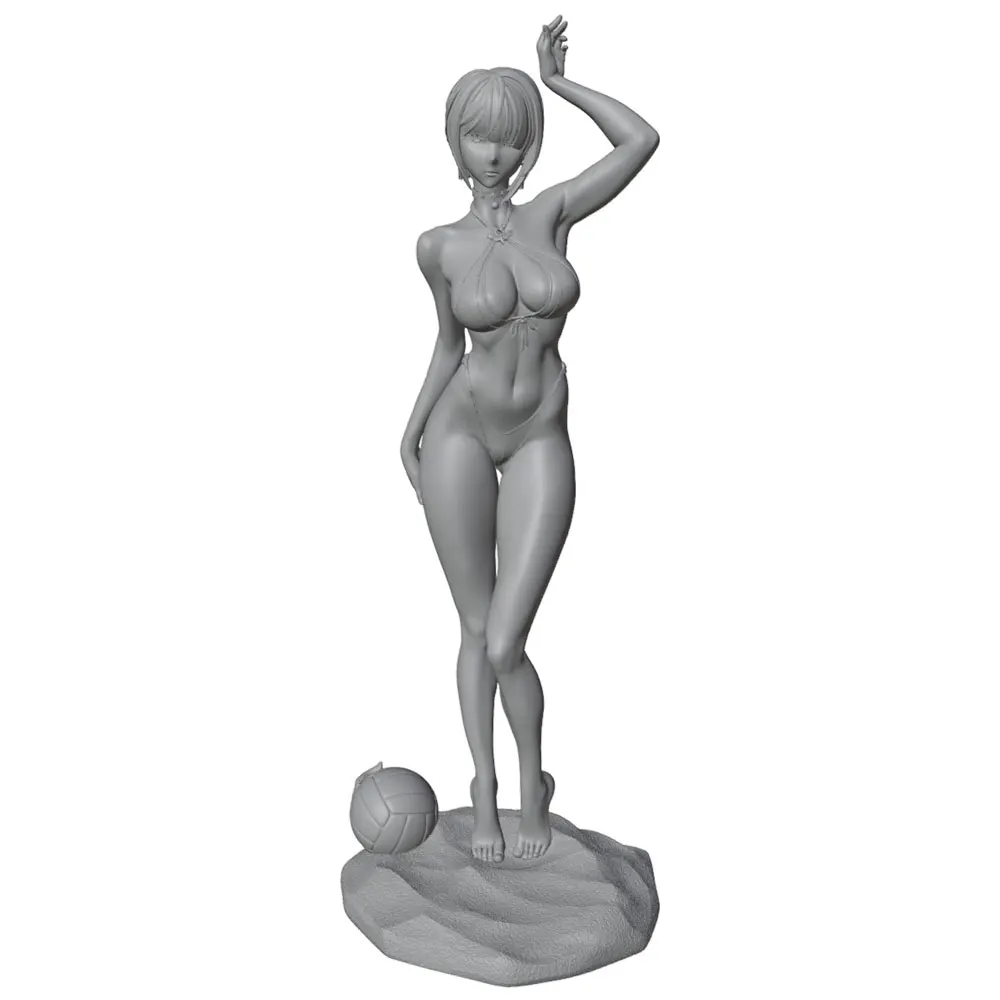 1/24 Sexy Beach Girl Miniature Resin Model Statue 75mm Figure Toy Model Kit, Beach Beauty Playing Volleyball, High-Precision Resin Model Figure Unpainted, Perfect for Role-Playing Games and Collecting