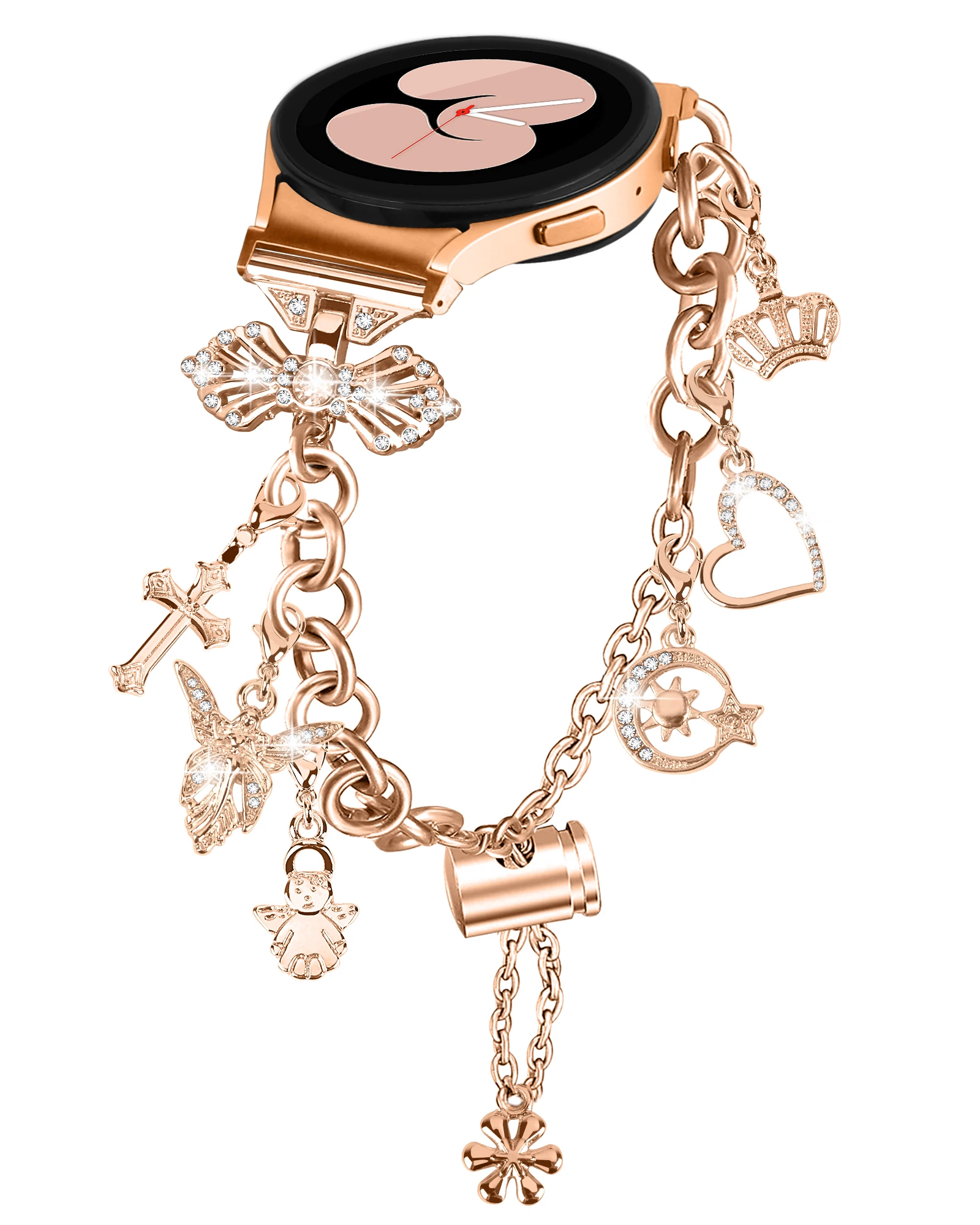 Correa de acero inoxidable para mujer para Samsung Galaxy Watch 5 4 44mm 40mm/Galaxy Watch 4 Classic 42mm 46mm /5 Pro sin espacio