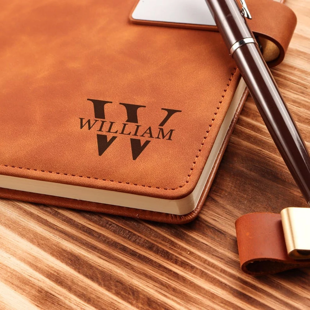 Custom Notebook With Pen Leather Notebook Set, End Of Year Thank You Gift Matching Pen, Custom Graduation Gifts, New Job Present
