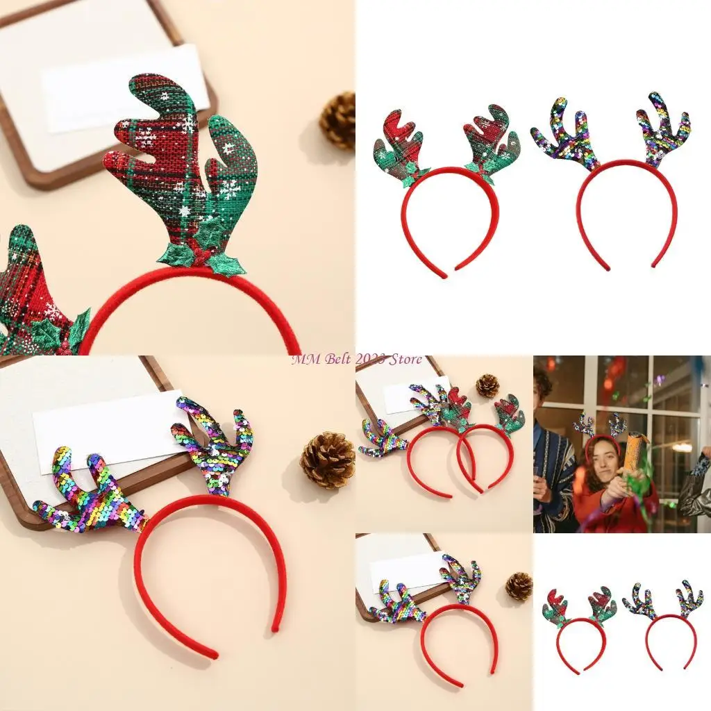 

49ME Colorful Hair Hoop Party Props Cosplay Costumes Sequins Antler Stage Props