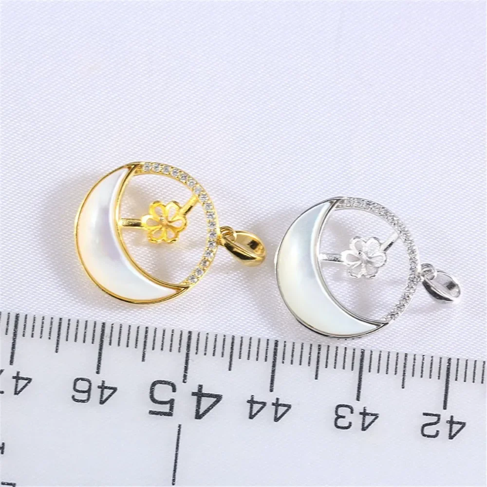 S925 Sterling Silver Pearl Pendant Setting, DIY Empty Bezel Cup Jewelry Supplies for Craft Making, Hollow Prong Pendant Findings