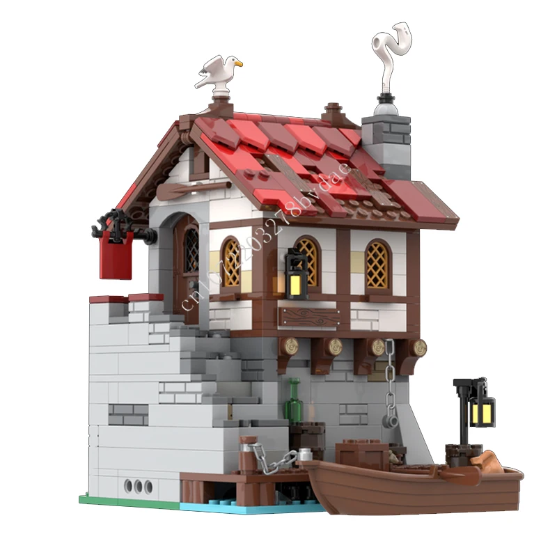 

622 шт., морской рынок, гнездо Smuggler MOC, креативная модель с видом на улицу, строительный блок, архитектура, сделай сам, образовательная сборная модель, игрушка