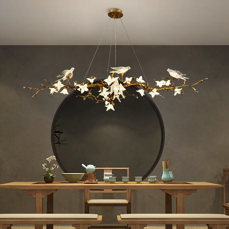 

All-copper luxury restaurant creative chandelier high-end tea room office art study personalized branch lamp chandelier