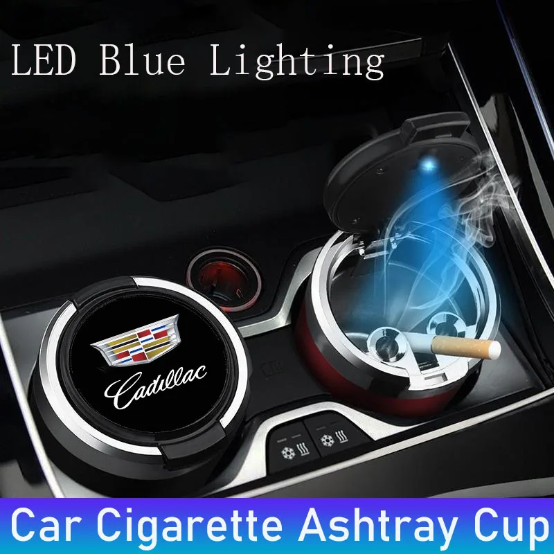 Car ashtray with blue LED light is suitable for Cadillac Escalade XT5 XT6 BLS SRX CTS ATSL CT4 CT5 CT6 STS EXT XTS