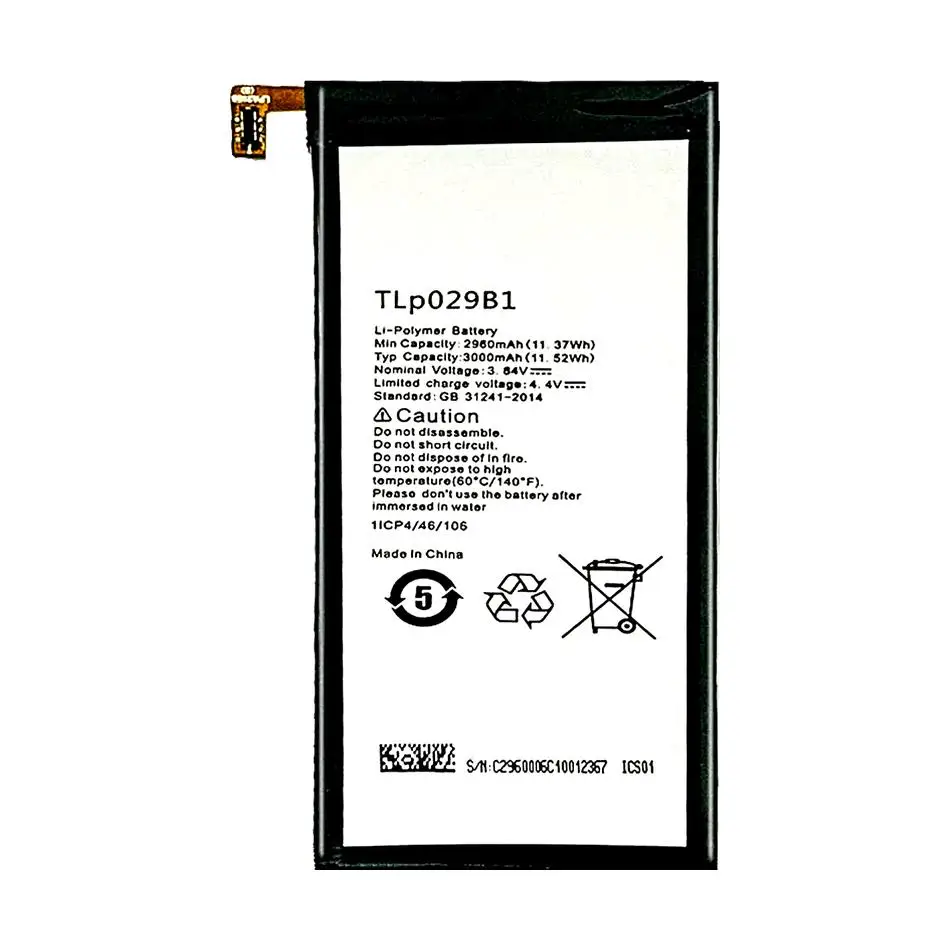 ل الكاتيل OT-5095 5095B 5095I ، OT-5095K L Y Touch Pop 4S 2960Mah بطارية الهاتف المحمول Tlp029b1 عالية السعة