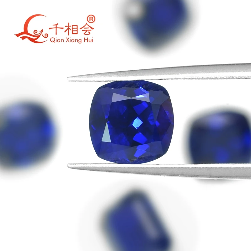 8*8mm Cushion shape royal blue color Yttrium Aluminum Garnet Cultivated Tsavorite with inclusions artificial gem stone