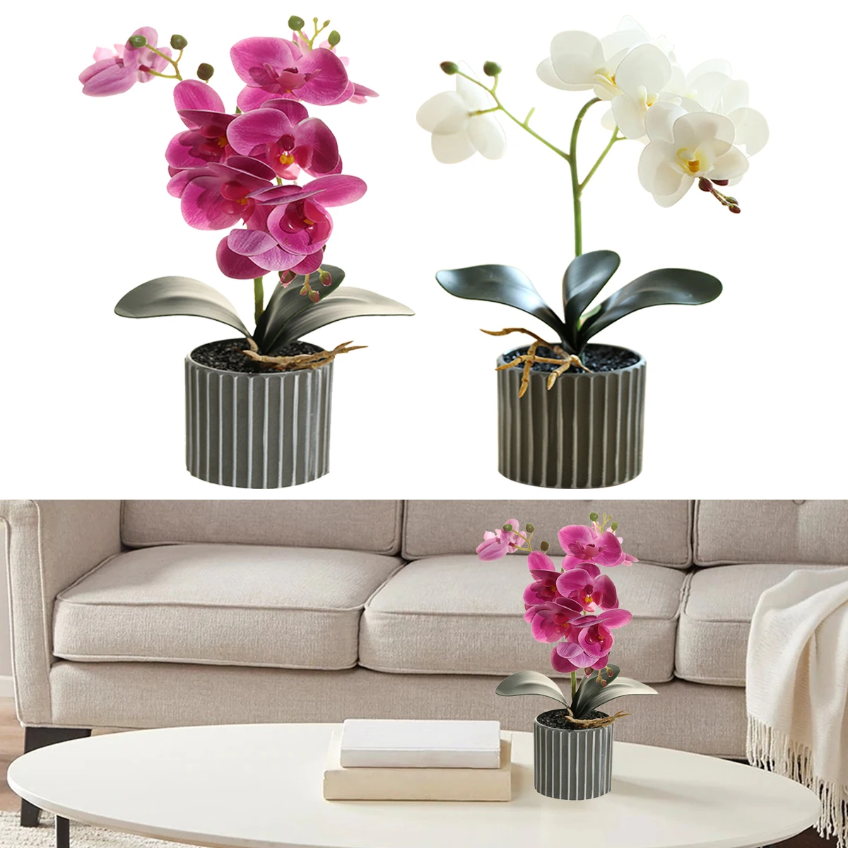 

Creative Artificial Orchid Bonsai with Pot Potted Phalaenopsis Home Indoor white/purple fleur artificielle decoration home decor