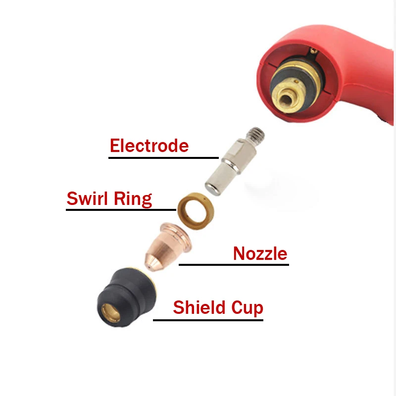 13PCS Plasmasnijder S45 Torch Trafimet Verbruiksartikelen Kit PR0110 Korte Elektrode PD0116 Korte Tip Swirl Ring PE0106 Shield Cup