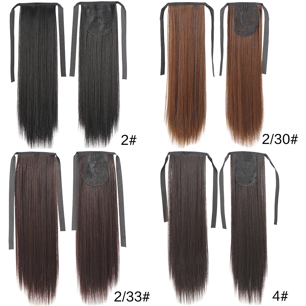 Long Straight Ponytail Extensions With Ties Natural Looking Synthetic Hair Extensions For Women Girls Hair Accessories