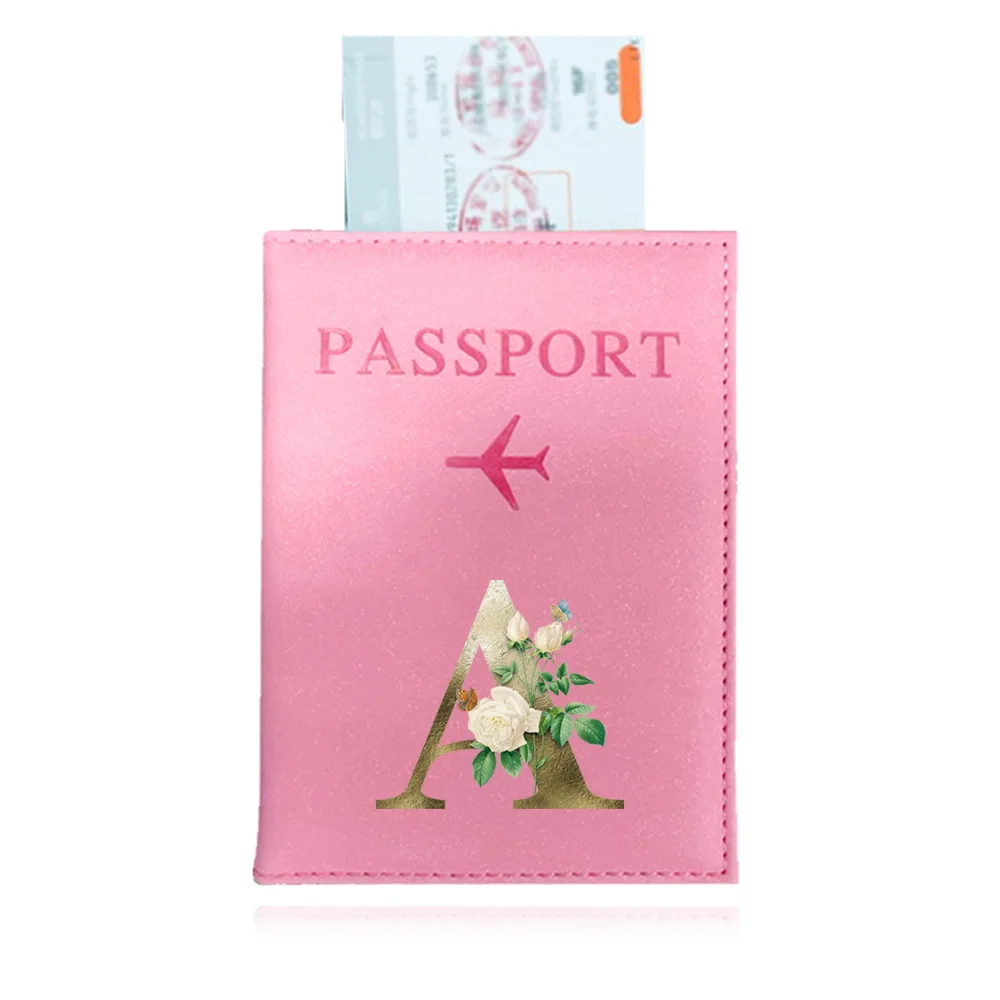 Flugzeug Pass Abdeckung Frauen Männer Reise Pass Fall UV-Druck goldene Blume Serie Pass Brieftasche Geldbörse Mädchen Pässe Inhaber