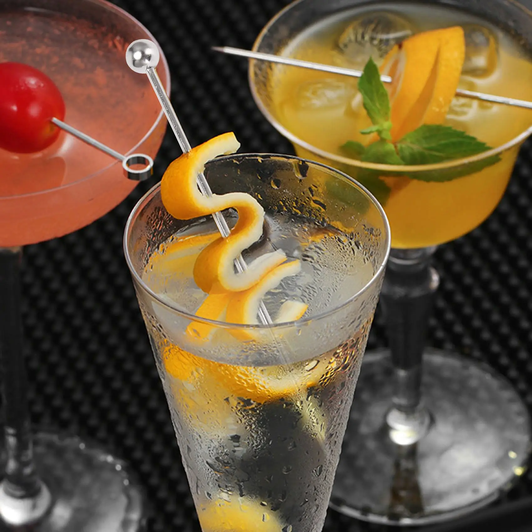 Aço inoxidável Cocktail Picks, Escolhas Set, Pacote de 15