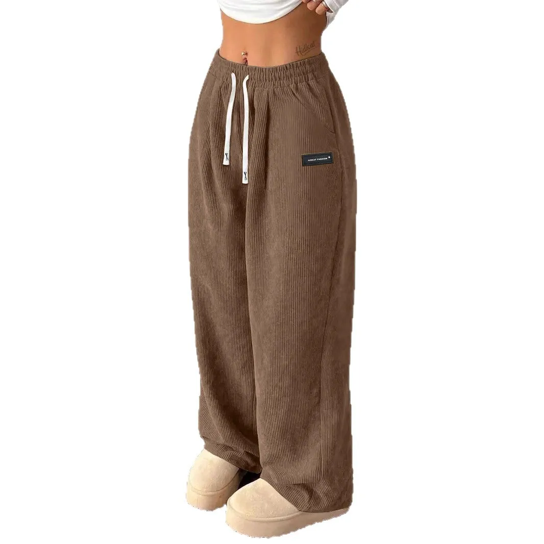 Spring Autumn Straight Leg Long Pants Wide Leg Trousers Quick Dry Printed Elastic Waist Loose Fit Sports Lightweight sweatpants