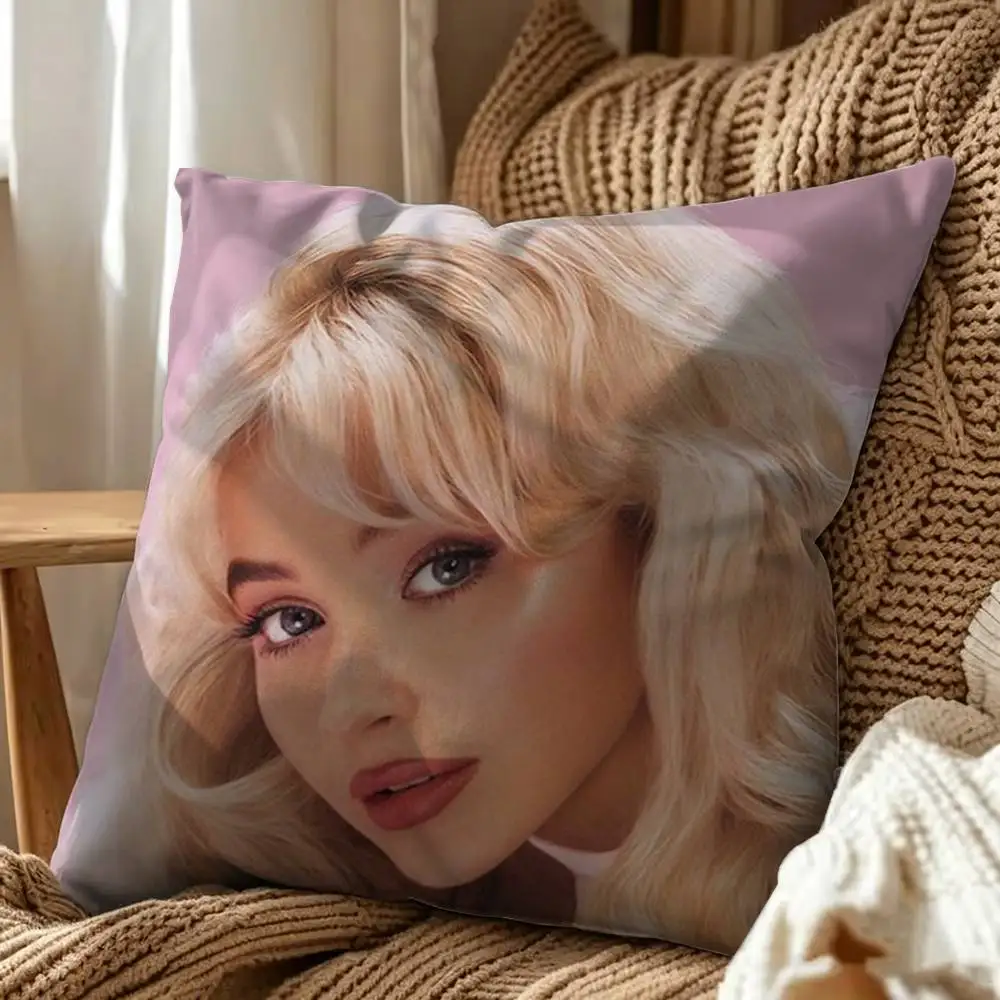 Popular Sabrina Carpenter Singer Cool Square Double-Sided Printed Pillow Case Sofa Cushion Cover Bedroom Bedside Decor