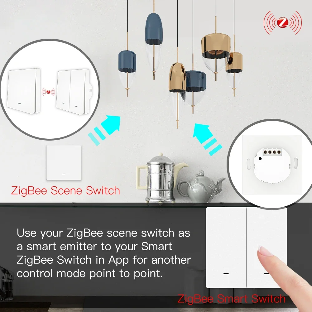 MOES Tuya ZigBee Light Switch with Transmitter Kit No Neutral Wire No Capacitor Required works with Alexa Google Home Smart Life