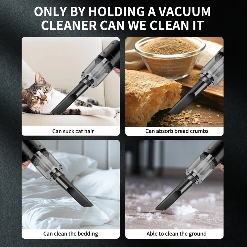 Portable Cordless Handheld Car Vacuum Cleaner Dual Use Blowing & Suction with Multi-Nozzles for Car Home Pet Office