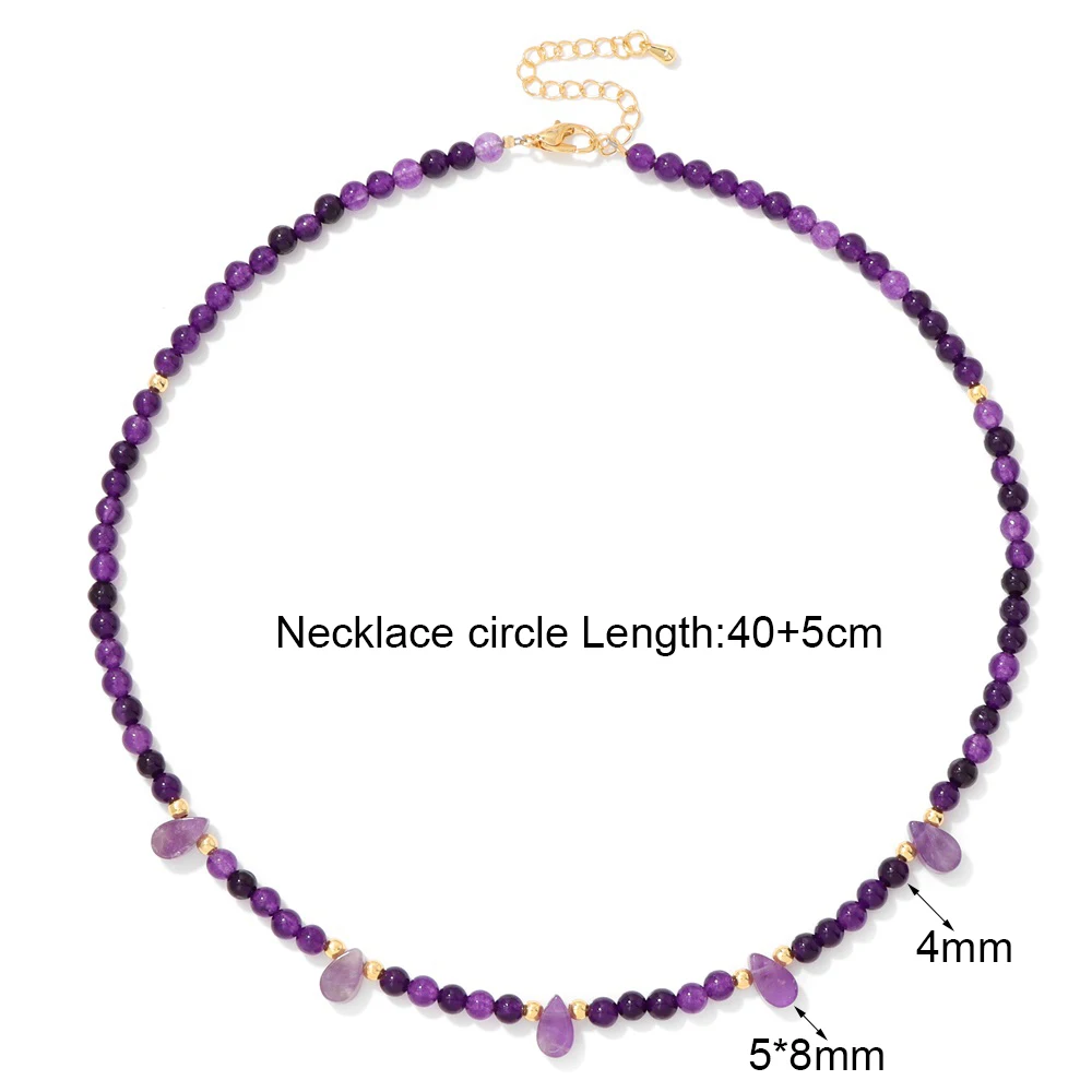 الحجر الطبيعي 4 مللي متر الخرز المستديرة قلادة قطرة الماء سحر القلائد للنساء الزبرجد الجمشت اللابرادوريت قلادة مجوهرات #6