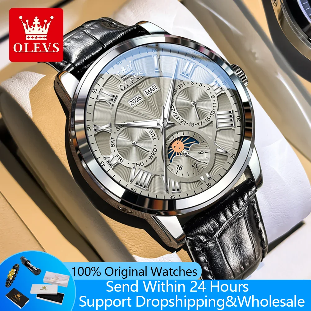 OLEVS 6785 New Mechanical Watches For Men Perpetual Calendar Multi-functional Automatic Mens Watches Moon Phase Luxury Man Watch