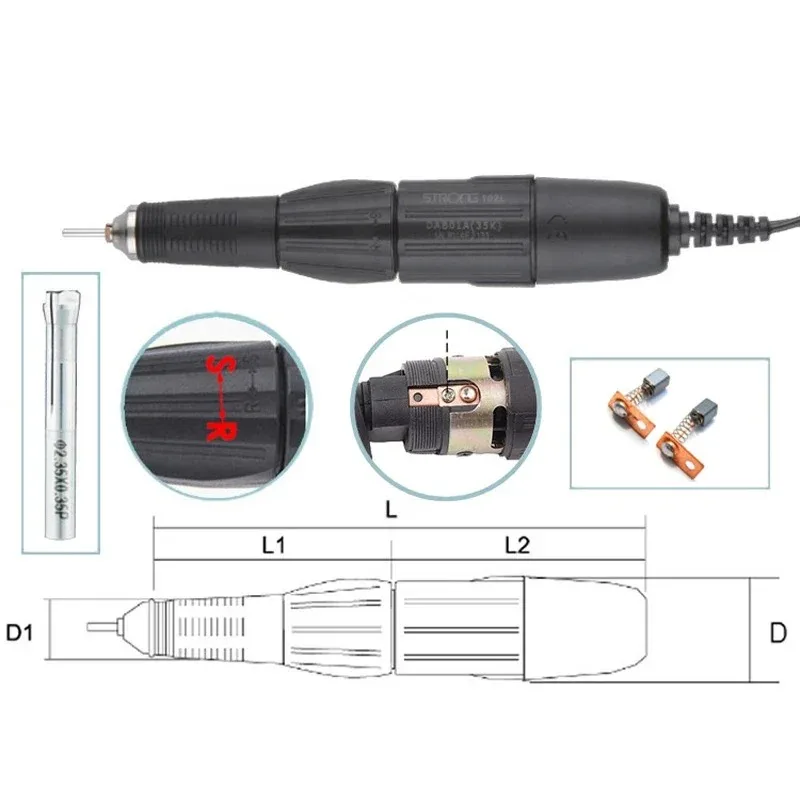 Herramienta de manicura, pieza de mano de repuesto para taladro de uñas, pulidor de uñas, accesorio de mango Micromotor