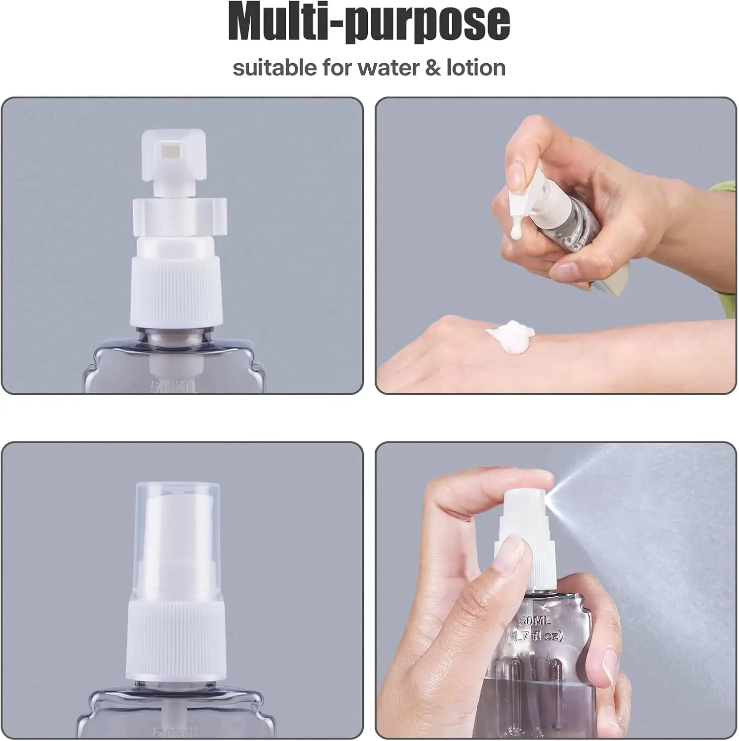 4-in-1 leere 50-ml*4-Toilettenartikel in Reisegröße mit Etikett, auslaufsichere Kunststoff-Reiseflaschen, kosmetischer Conditioner und Lotion