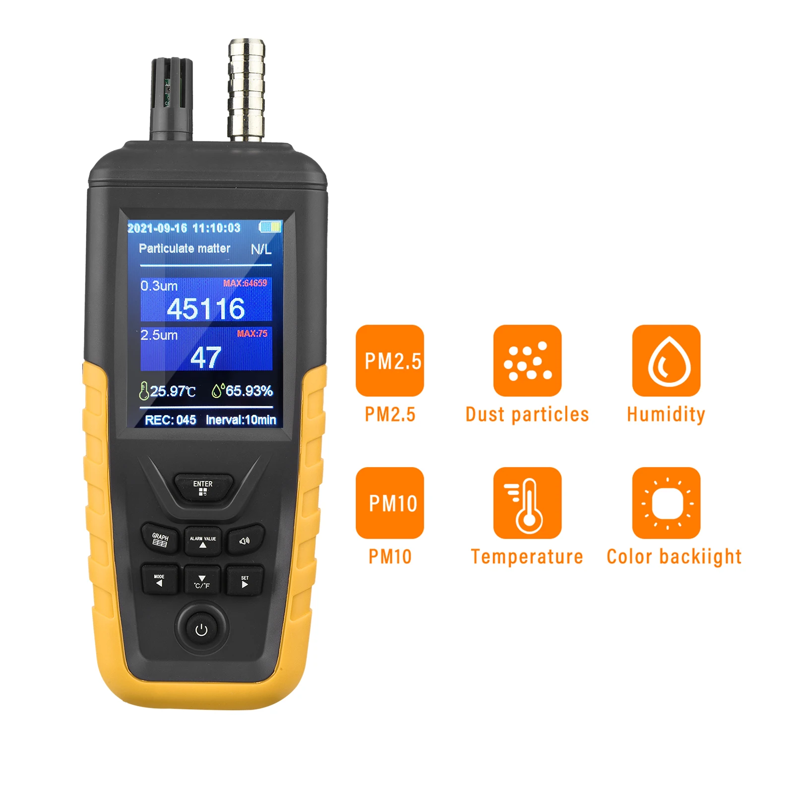 TC-8200 الغبار الجسيمات عداد PM2.5 PM10 كاشف الغبار تركيز تستر درجة الحرارة الرطوبة متر لغرفة نظيفة 100-class
