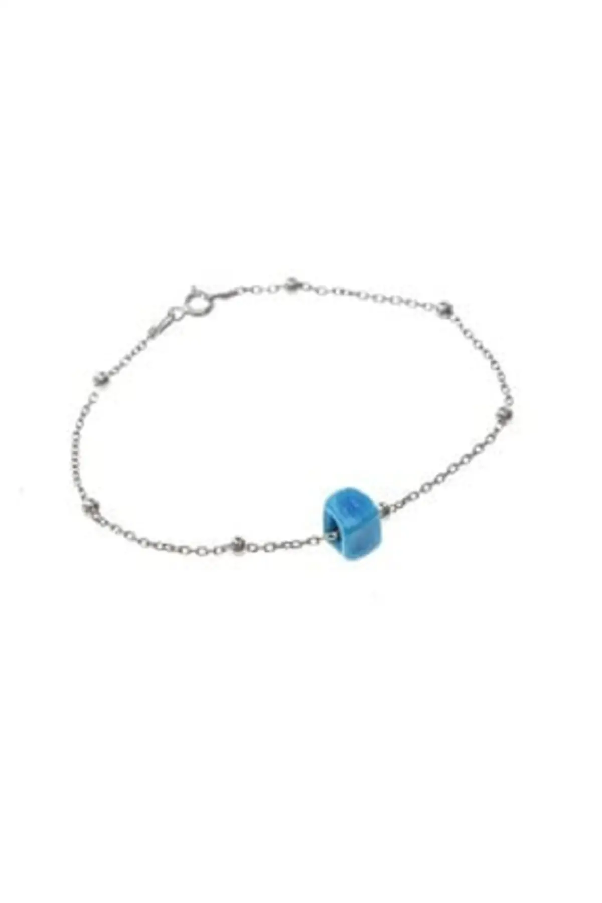 Women's Silver Turquoise Stone Ball Ball Bracelet SGTL8518-RODAJ