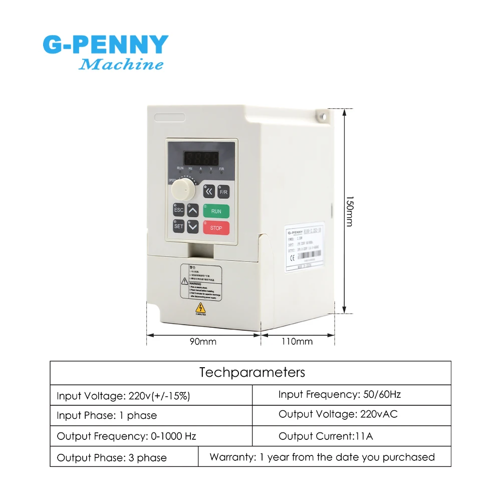 Imagem -04 - tipo Quadrado da Precisão dos Rolamentos 0.01 mm do Jogo do Eixo de Refrigeração ar de G-penny 2.2kw Er20 com Flange & 2.2kw 220v ql Inversor Vfd
