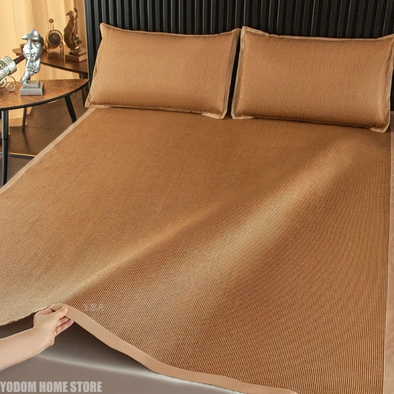 Ice Rattan Mattress Natural Plant Fiber Summer Pad for Cooling Breathable Foldable Mattress Cover Pillowcase Sheet