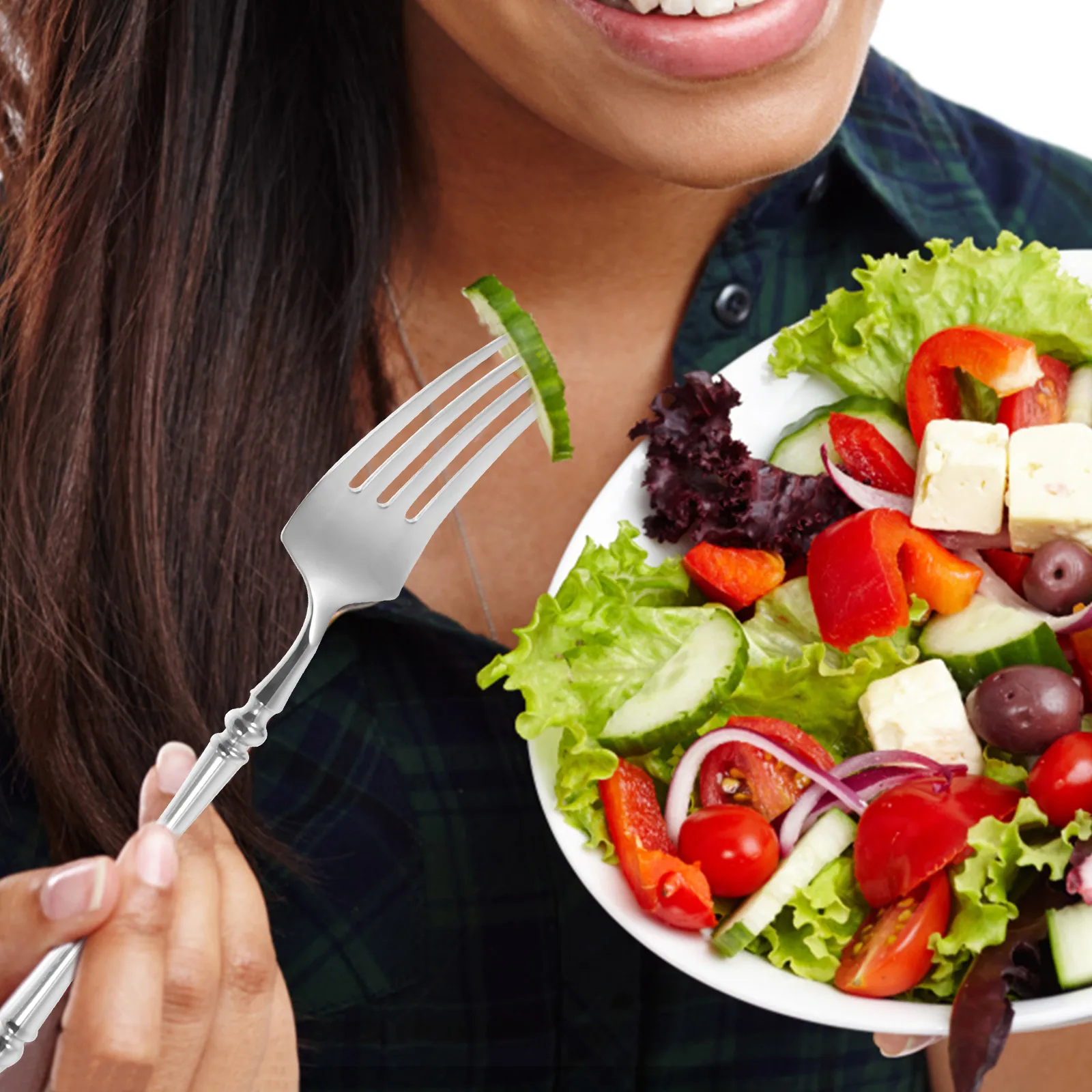 

1 Stainless Steel Cutlery Set Flatware Kit Reusable Dinnerware For Western Food Kitchen Supplies Tableware Set Fork