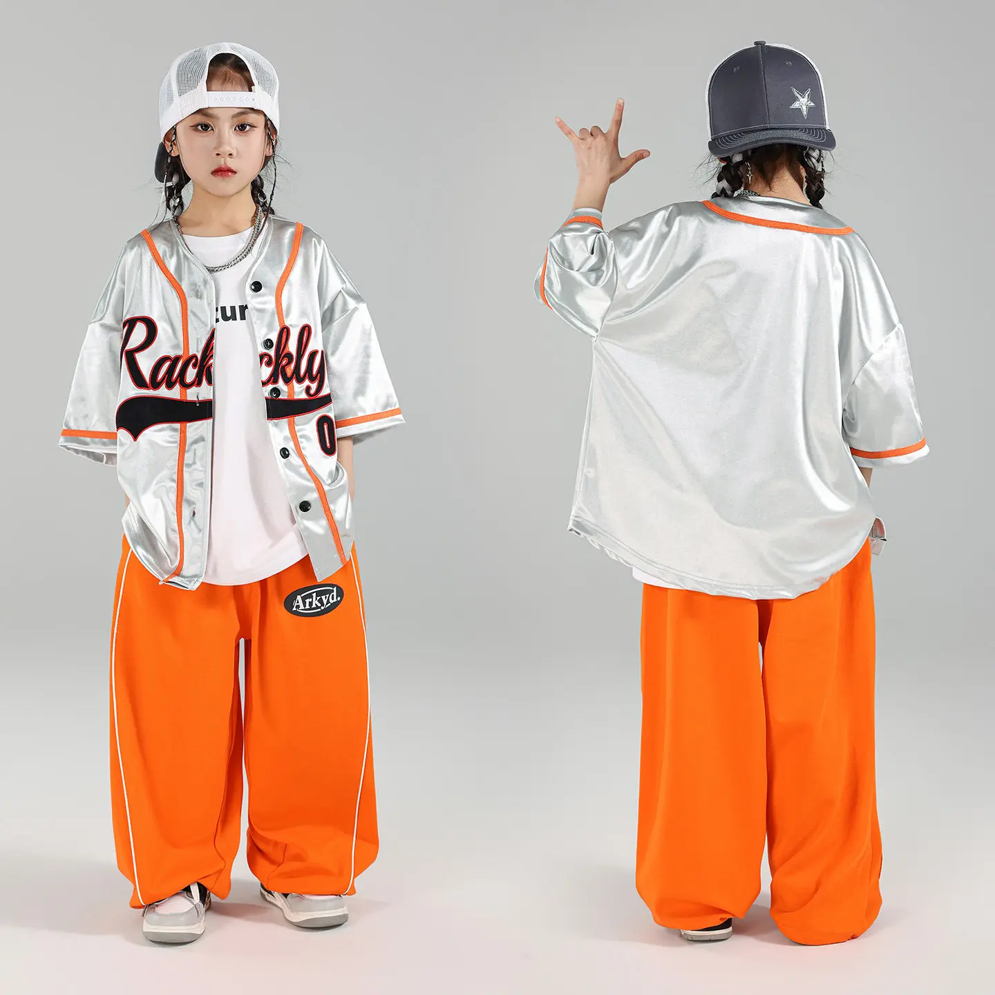 

2026 Fashion Children Jazz Dance Costume For Girls Loose Kpop Suit Performance Dance Clothes Hip Hop Street Dance Wear DQS22933