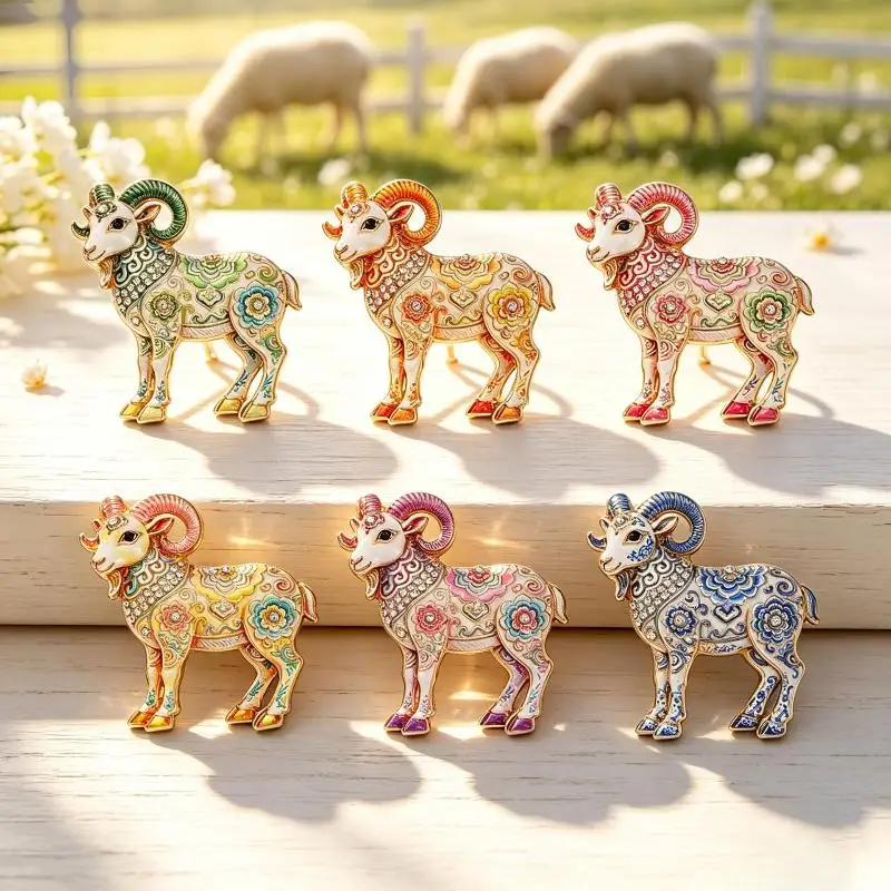 Elegant Rhinestone Sheep Brooch Pins for Women 6 Color Available Delicate Goat Jewelry Perfect New Year Presents