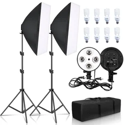 2 Pack Softbox Lighting Kit Light Box 5500K Photography Flash 50x70CM E27 Photo Studio Camera Feflector Photo Video Shooting