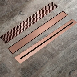 Stainless Long linear Floor Drain Rose Gold Balcony Bathroom Hair Strainer Anti-odor SUS304HIDEEP