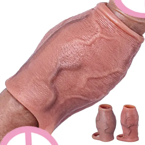 Dick Sleeve Enlargement Lock Sperm Penis Ring Adult Men Sex Toy Enlarged and Thicken Cock Sleeve Soft Silicone Male Sexy Toy 18+