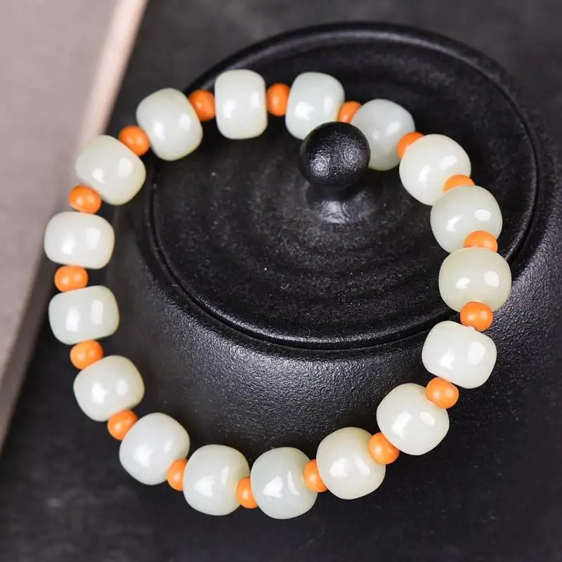 9*10mm Natural Nephrite White Jade Bracelets Men Women Healing Gemstone Fine Jewelry Genuine Chinese Hetian Jade Bracelet Bangle