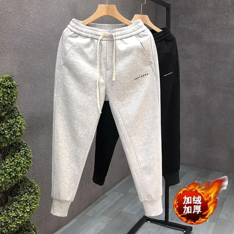 الكورية المناخ مجموعة السراويل 2025 الخريف الشتاء جديد الصوف سميكة سراويل تقليدية رمادي بنطلون الرجال العصرية مشد Sweatpants #2