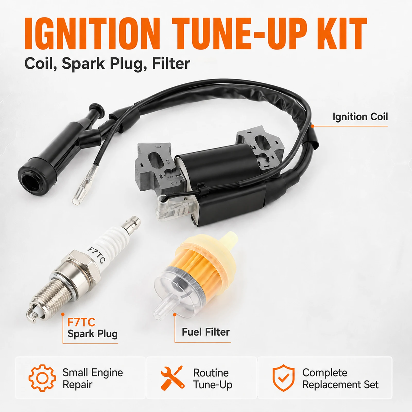 Ignition Coil Set Fit for Honda Coleman Predator GX110 GX120 GX140 GX160 GX200 CT200U BT200X KT196 MB165 MB200 Spark Plug Filter