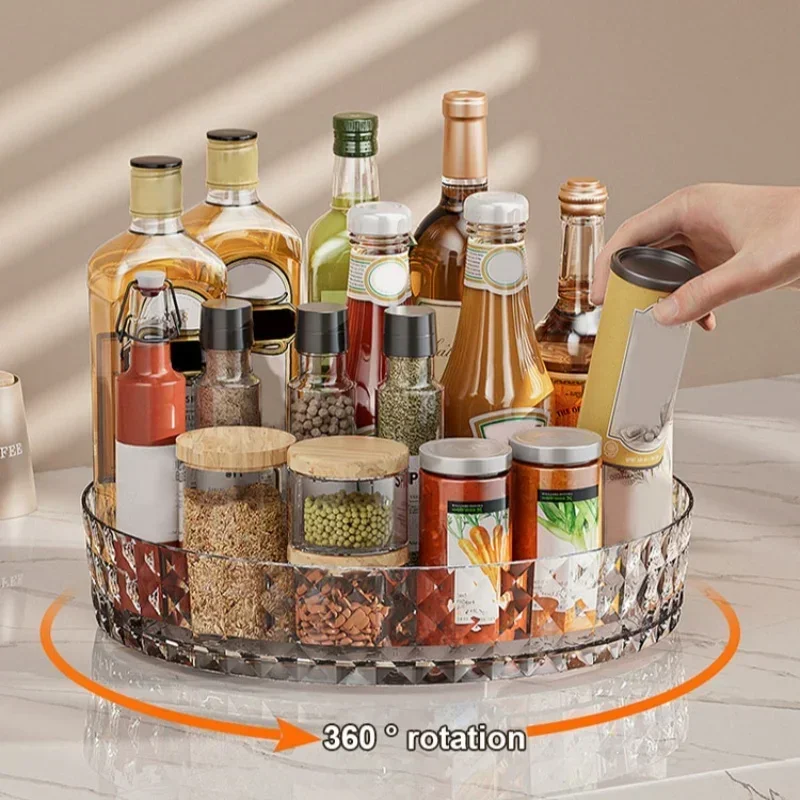 

360 Rotating Seasoning Storage Rack Multifunction Pantry Cabinet Turntable For Cosmetics Kitchen Accessories Organizer Tray