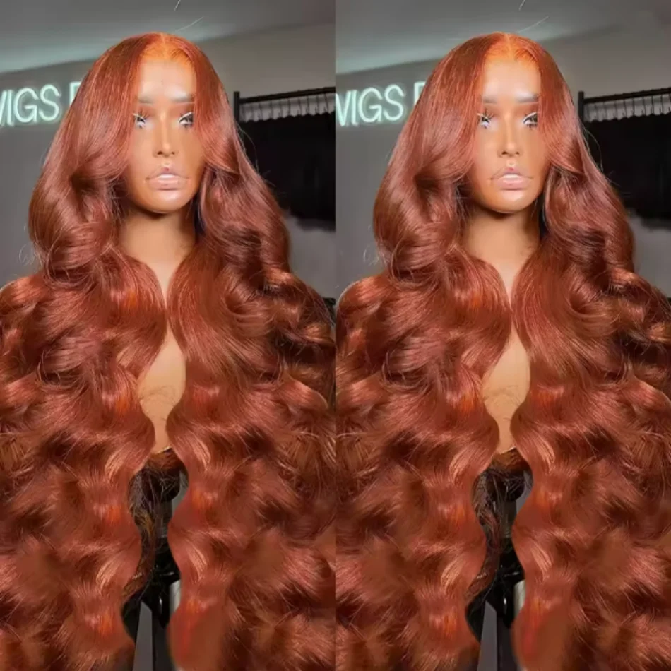 

Body Wave Human Hair Wigs 13x4 Transparent Lace Front Wigs Reddish Brown Pre Plucked Auburn Brown HD Lace Wig 13x6 Human Hair